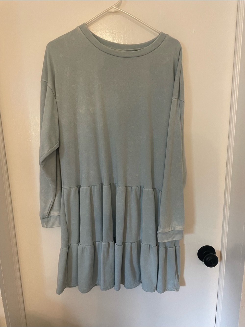 wild fable Light Blue tie-dyed Long Sleeve Tiered Dress